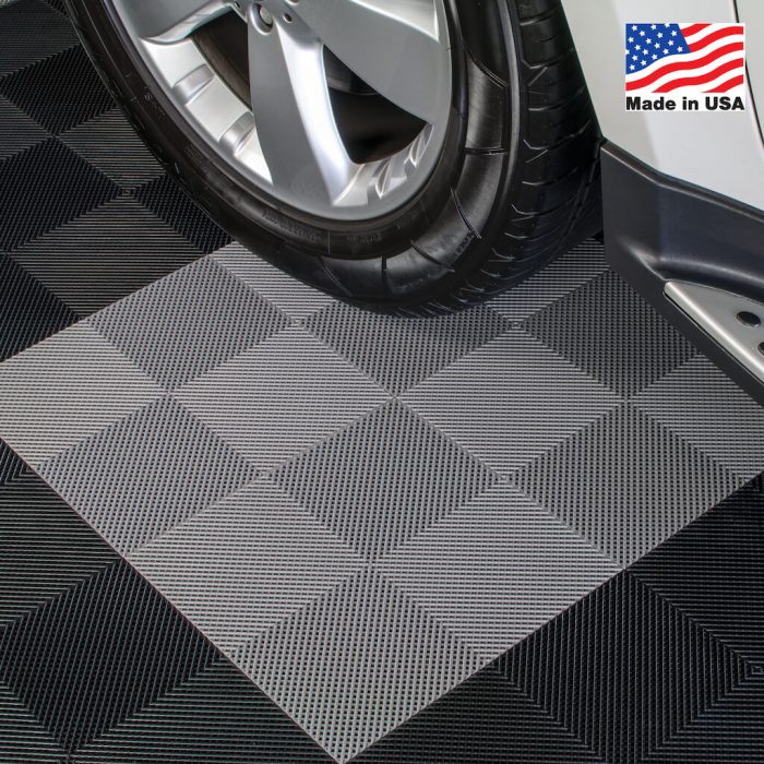 Drain Interlocking Garage Floor Tiles Gray